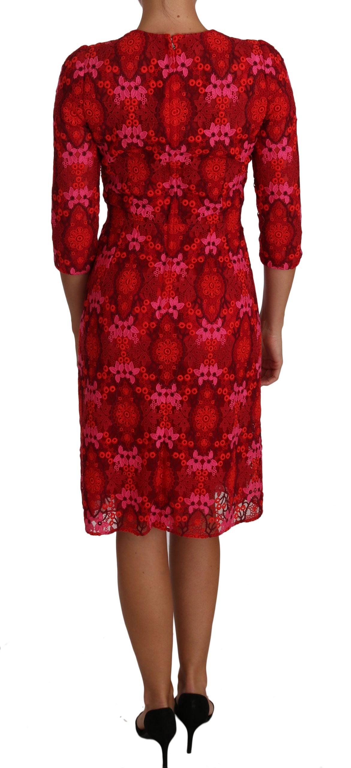 Dolce & Gabbana Elegant Floral Crochet Knee-Length Dress Dolce & Gabbana