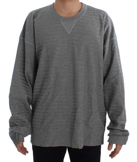 Dolce & Gabbana Elegant Gray Silk Crewneck Pullover Sweater Dolce & Gabbana