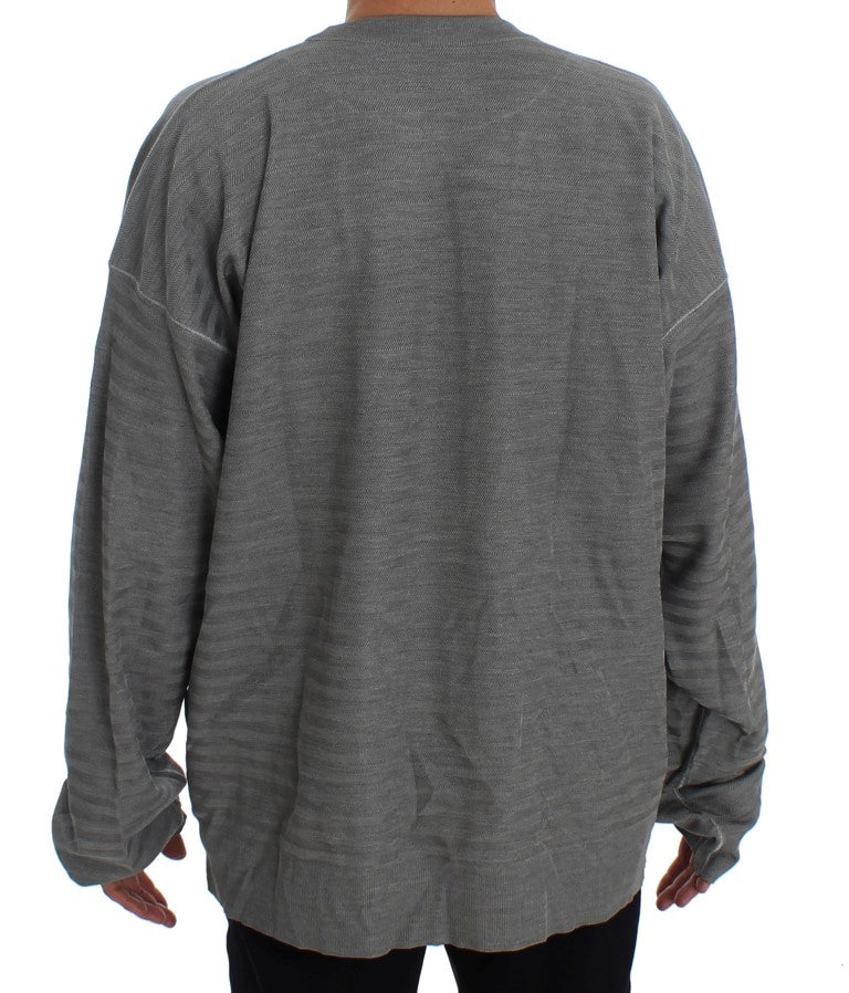 Dolce & Gabbana Elegant Gray Silk Crewneck Pullover Sweater Dolce & Gabbana