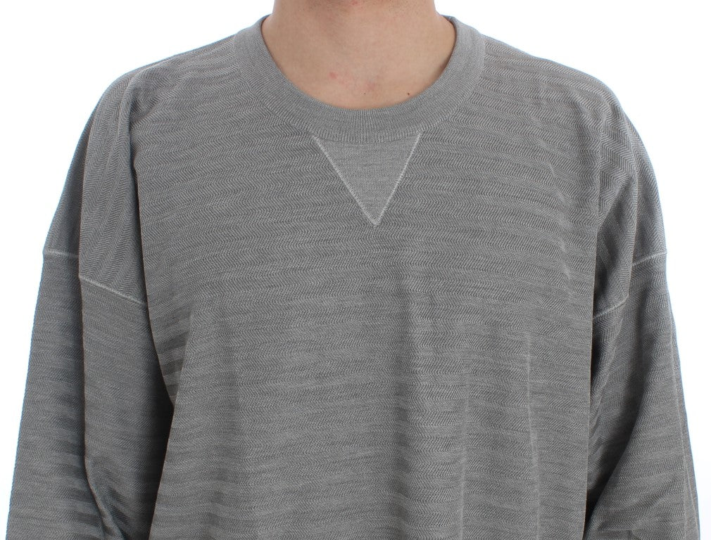 Dolce & Gabbana Elegant Gray Silk Crewneck Pullover Sweater Dolce & Gabbana