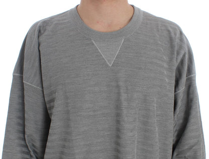 Dolce & Gabbana Elegant Gray Silk Crewneck Pullover Sweater Dolce & Gabbana