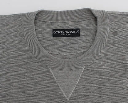 Dolce & Gabbana Elegant Gray Silk Crewneck Pullover Sweater Dolce & Gabbana