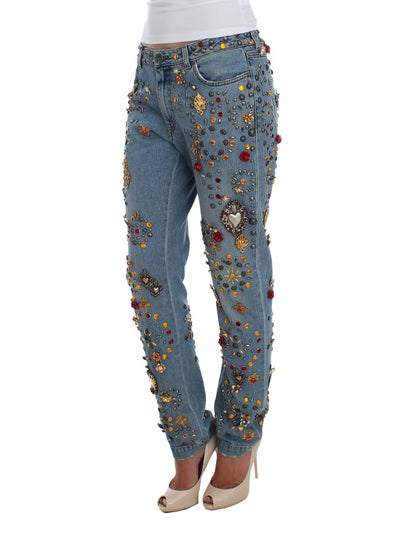 Dolce & Gabbana Enchanted Sicily Crystal Heart Boyfriend Jeans Dolce & Gabbana