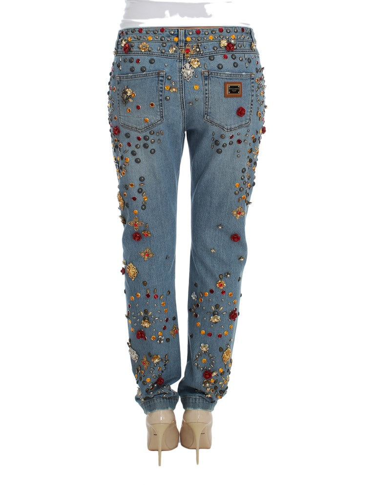 Dolce & Gabbana Enchanted Sicily Crystal Heart Boyfriend Jeans Dolce & Gabbana