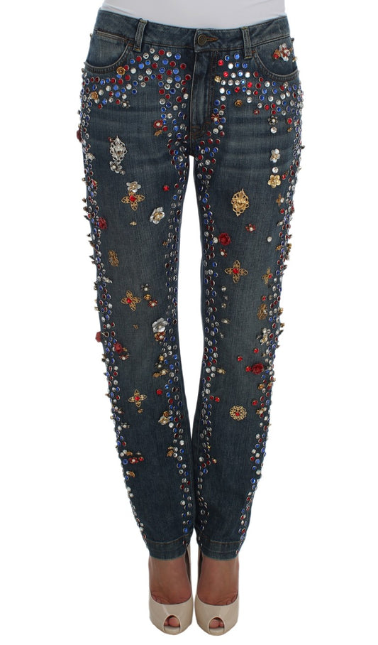 Dolce & Gabbana Enchanted Sicily Crystal Heart Boyfriend Jeans Dolce & Gabbana