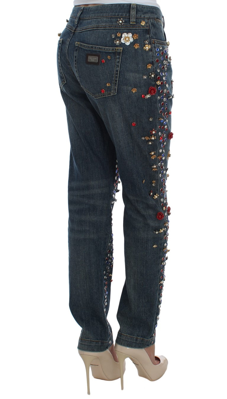 Dolce & Gabbana Enchanted Sicily Crystal Heart Boyfriend Jeans Dolce & Gabbana