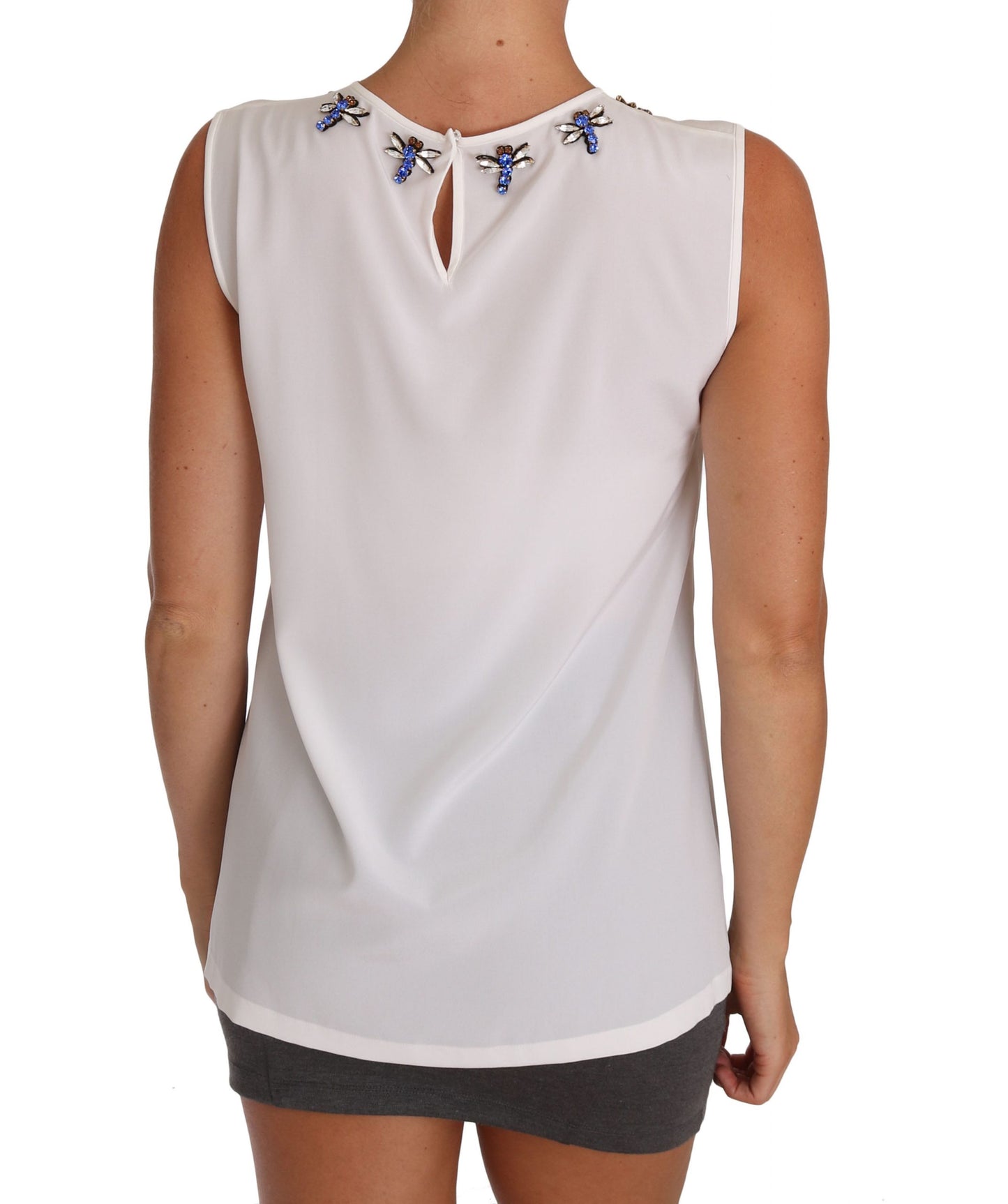 Dolce & Gabbana Elegant Embellished Sleeveless Silk Blouse Dolce & Gabbana