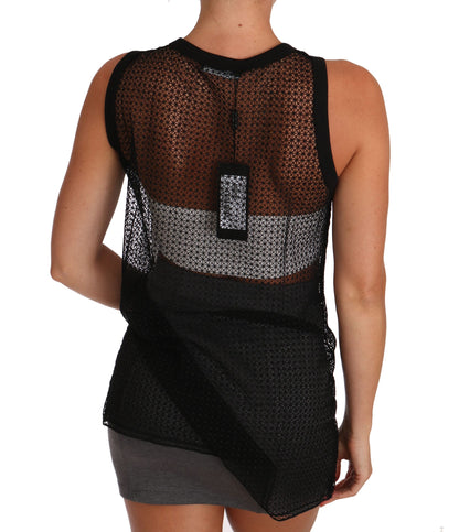 Dolce & Gabbana Elegant Sleeveless Black Mesh Top Dolce & Gabbana