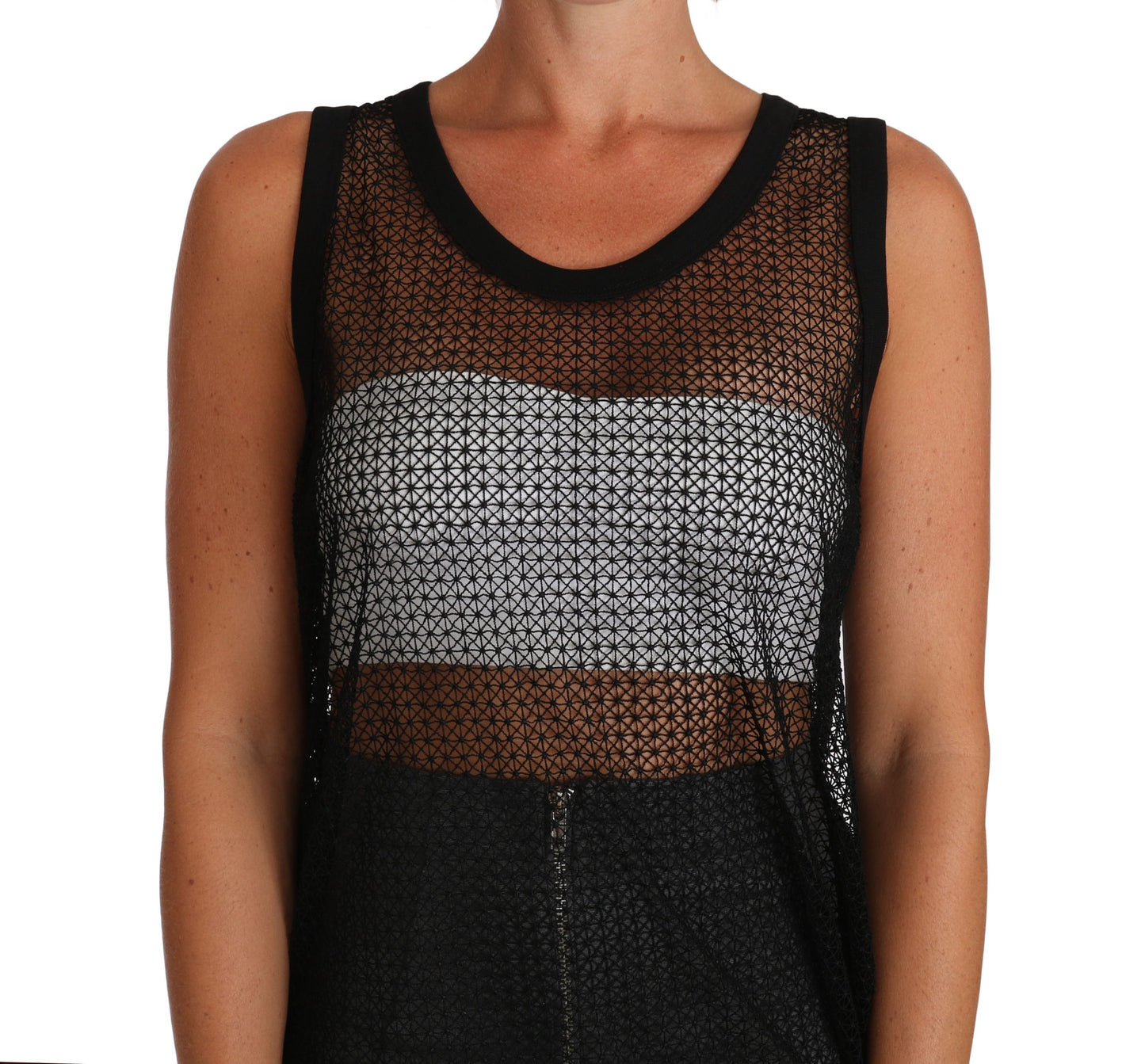 Dolce & Gabbana Elegant Sleeveless Black Mesh Top Dolce & Gabbana