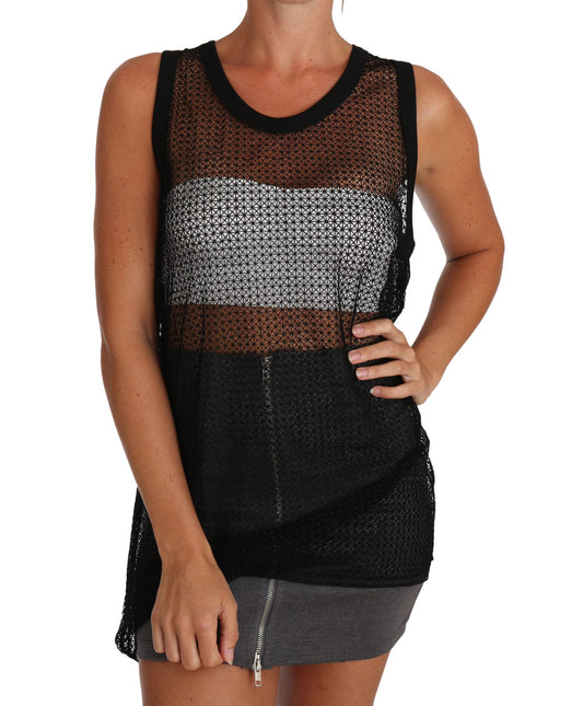 Dolce & Gabbana Elegant Sleeveless Black Mesh Top Dolce & Gabbana