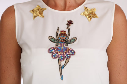 Dolce & Gabbana Enchanted Crystal-Embellished Silk Blouse Dolce & Gabbana