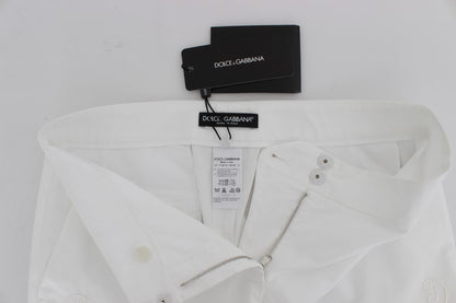 Dolce & Gabbana Elegant White Floral Cutout Dress Pants Dolce & Gabbana