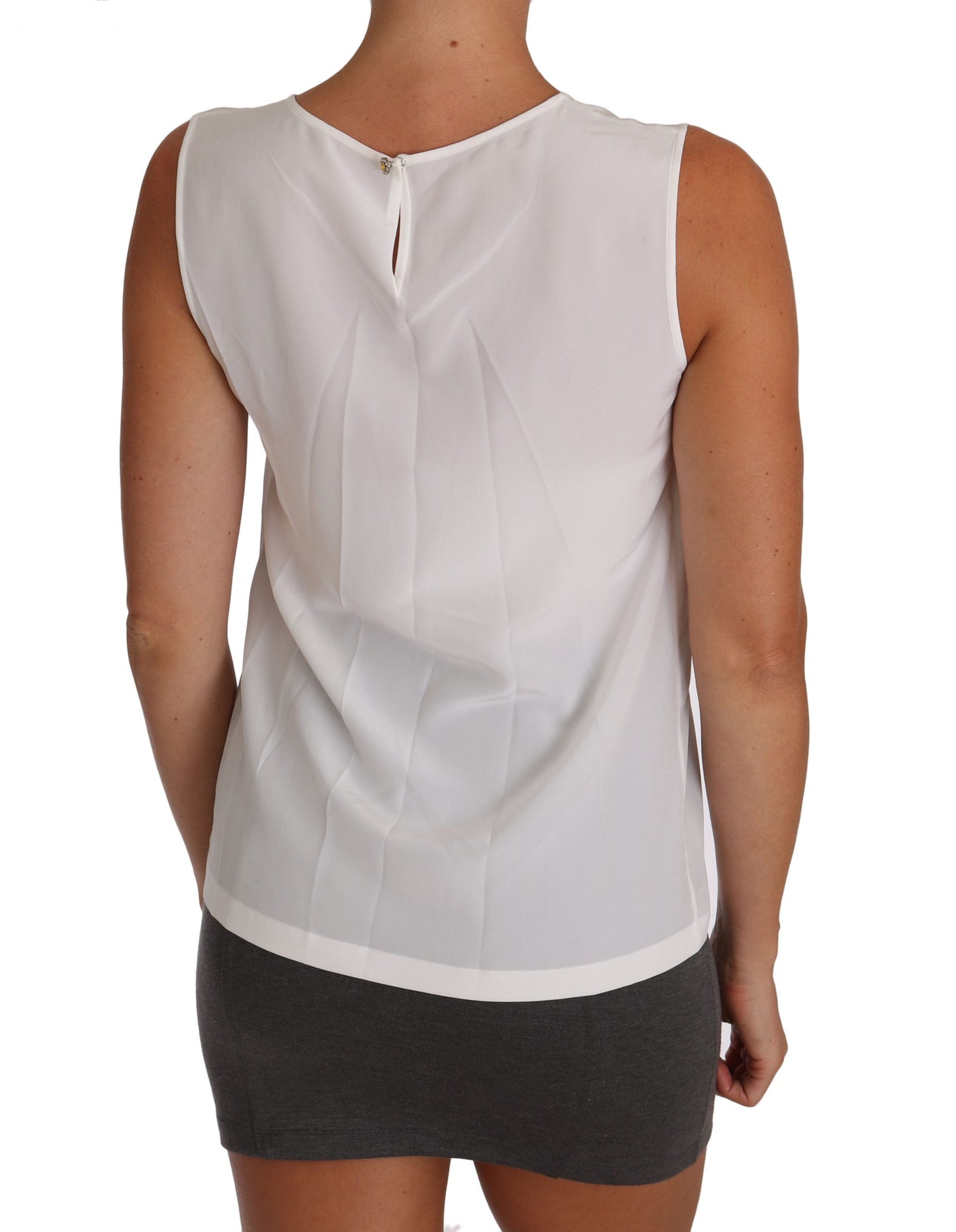 Dolce & Gabbana Elegant Sleeveless White Silk Blouse Top Dolce & Gabbana