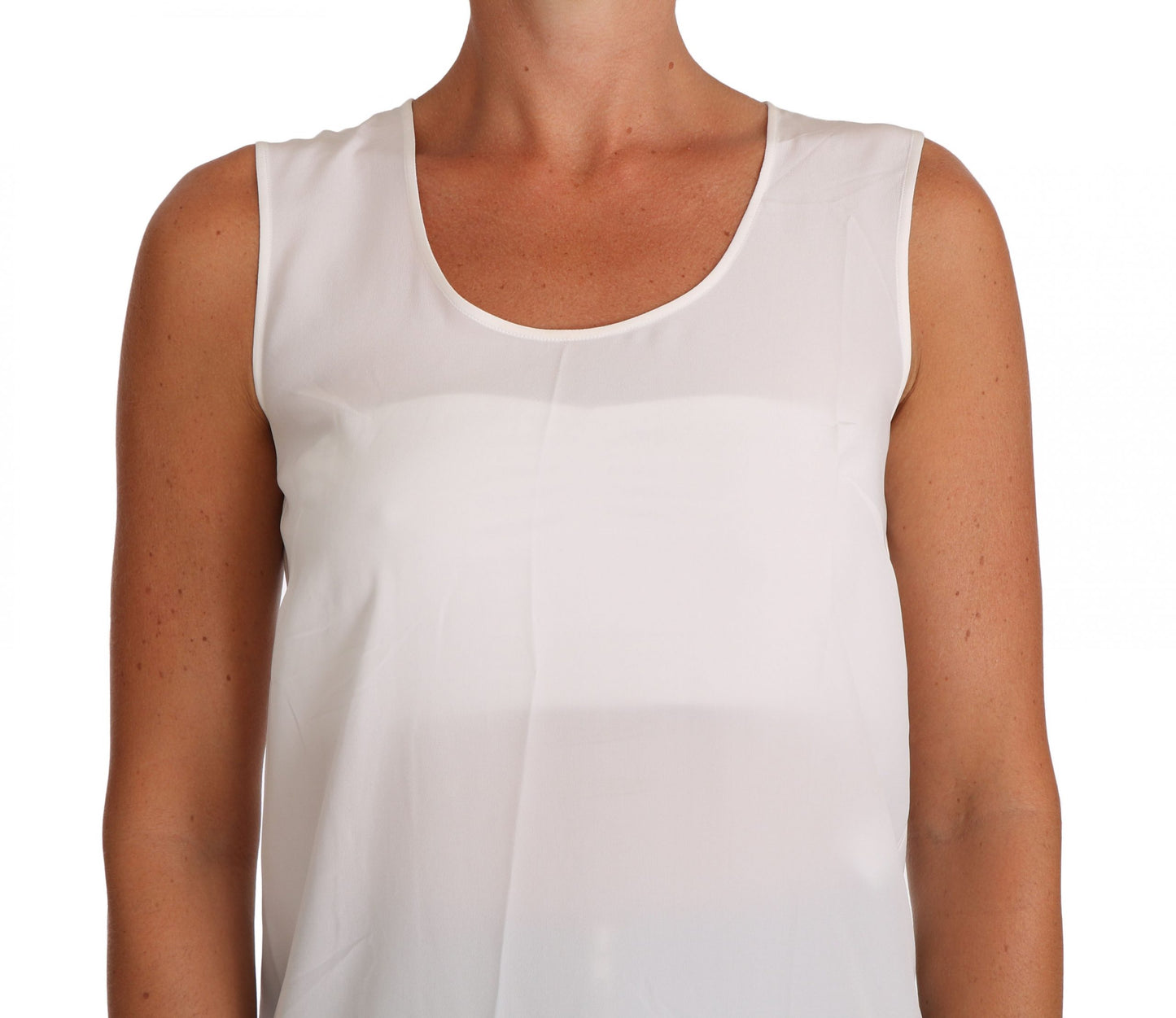 Dolce & Gabbana Elegant Sleeveless White Silk Blouse Top Dolce & Gabbana