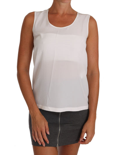 Dolce & Gabbana Elegant Sleeveless White Silk Blouse Top Dolce & Gabbana