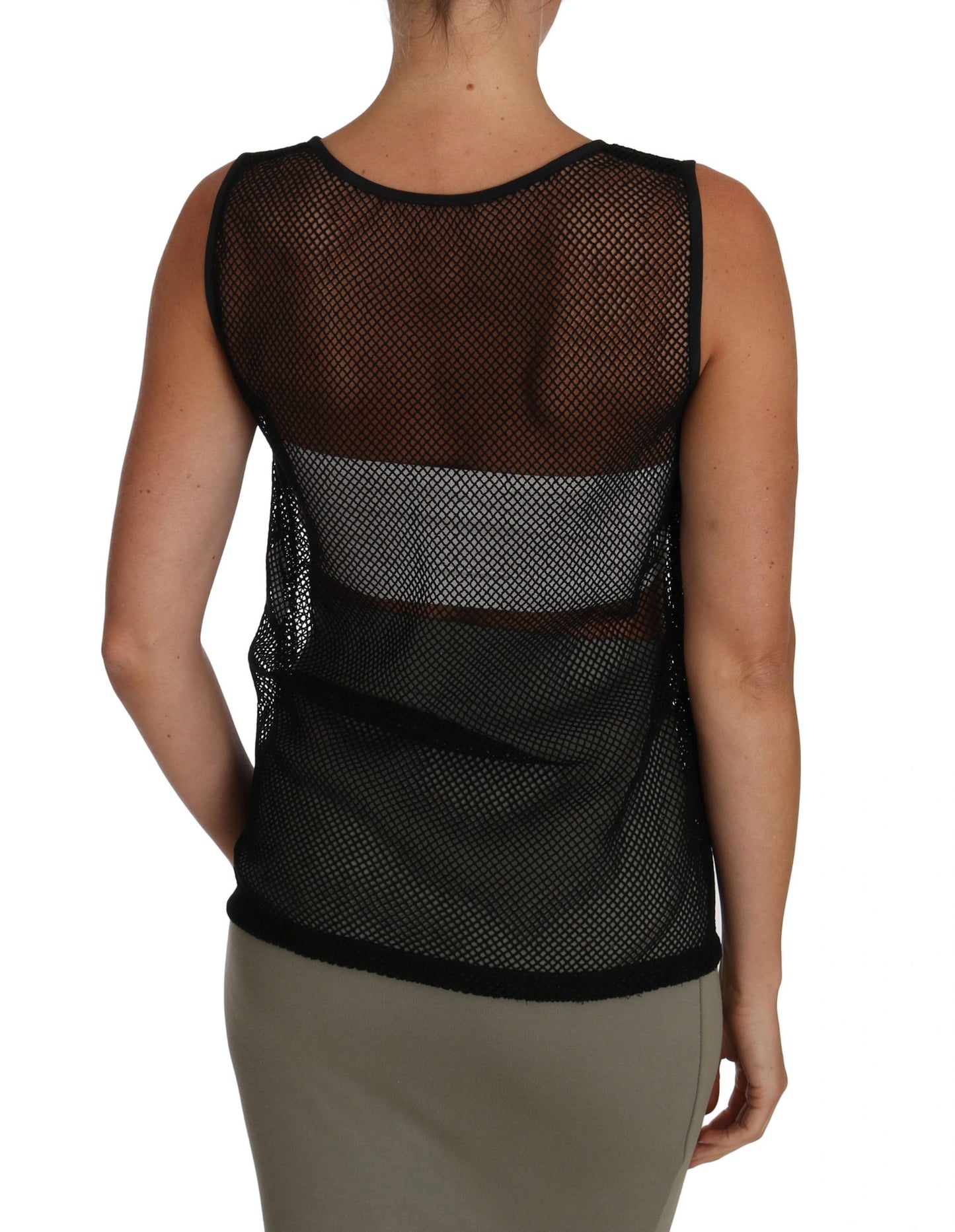 Dolce & Gabbana Elegant Black Mesh Sleeveless Blouse Top Dolce & Gabbana