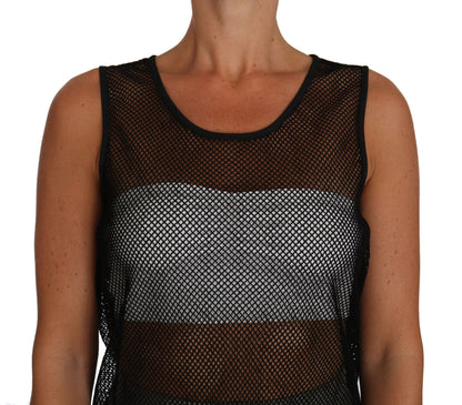 Dolce & Gabbana Elegant Black Mesh Sleeveless Blouse Top Dolce & Gabbana