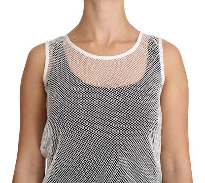 Dolce & Gabbana Elegant White Sheer Sleeveless Top Dolce & Gabbana