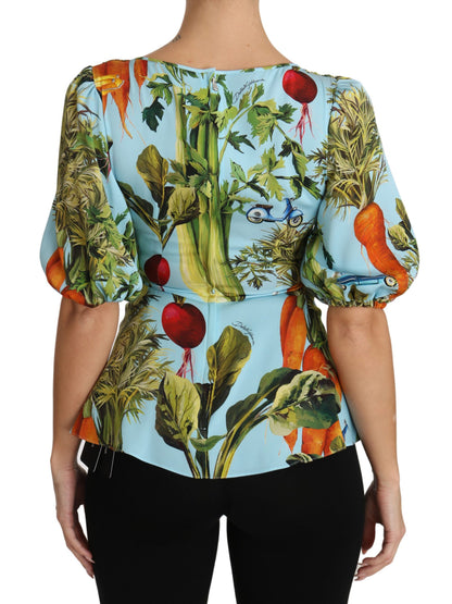 Dolce & Gabbana Vegetable Print Silk Top Extravaganza Dolce & Gabbana