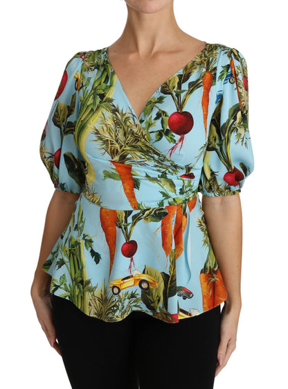 Dolce & Gabbana Vegetable Print Silk Top Extravaganza Dolce & Gabbana