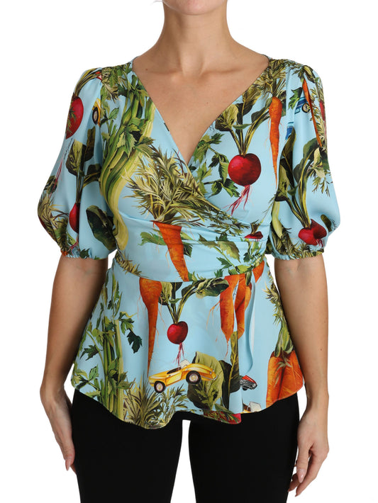 Dolce & Gabbana Vegetable Print Silk Top Extravaganza Dolce & Gabbana