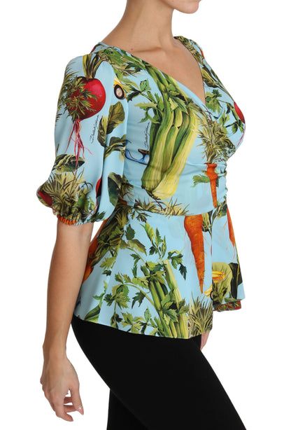 Dolce & Gabbana Vegetable Print Silk Top Extravaganza Dolce & Gabbana