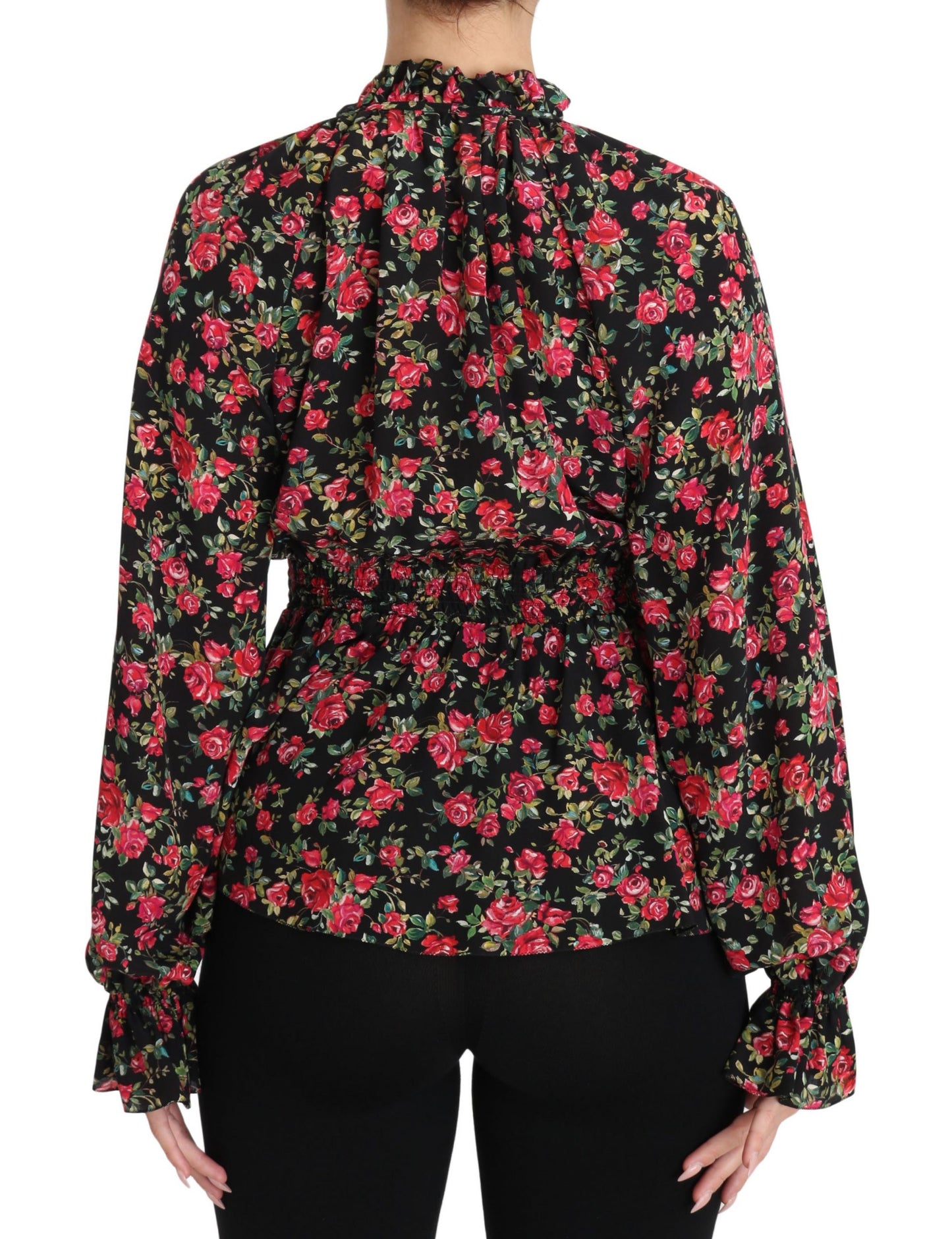 Dolce & Gabbana Elegant Black Floral Silk Shirt Dolce & Gabbana