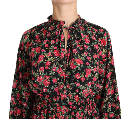 Dolce & Gabbana Elegant Black Floral Silk Shirt Dolce & Gabbana