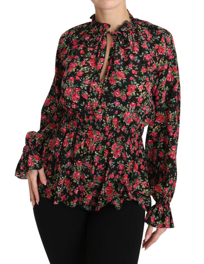 Dolce & Gabbana Elegant Black Floral Silk Shirt Dolce & Gabbana