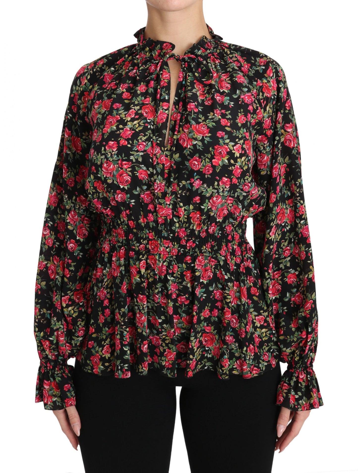 Dolce & Gabbana Elegant Black Floral Silk Shirt Dolce & Gabbana