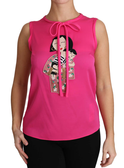 Dolce & Gabbana Elegant Pink Silk Family Tank Top Shirt Dolce & Gabbana