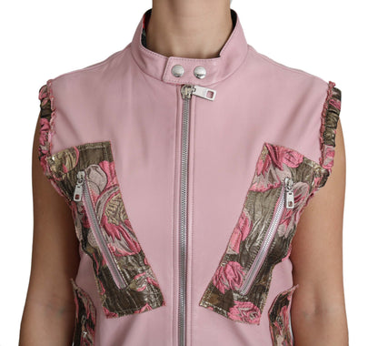 Dolce & Gabbana Stunning Pink Sleeveless Leather Vest Dolce & Gabbana