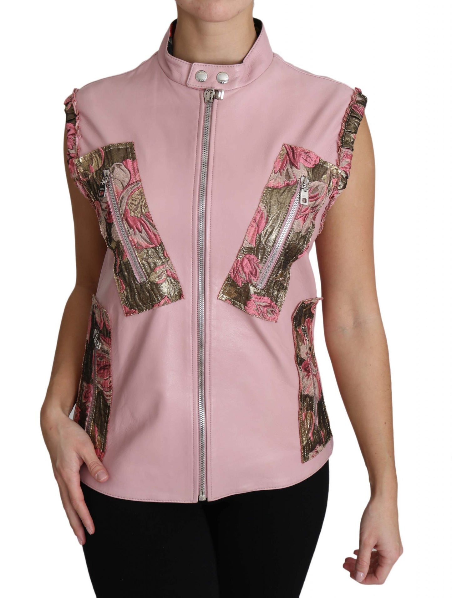 Dolce & Gabbana Stunning Pink Sleeveless Leather Vest Dolce & Gabbana