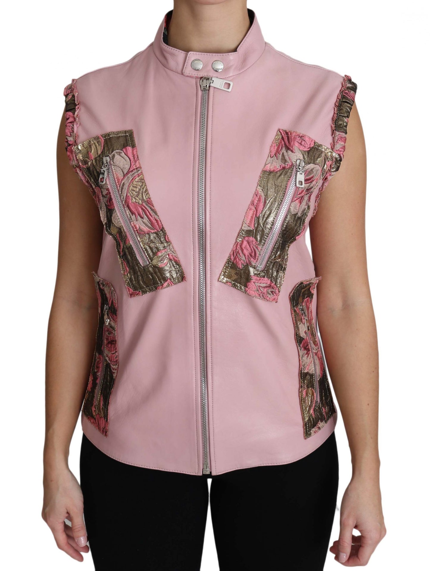 Dolce & Gabbana Stunning Pink Sleeveless Leather Vest Dolce & Gabbana