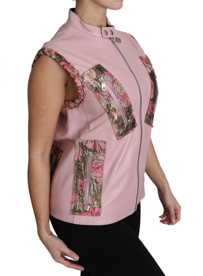 Dolce & Gabbana Stunning Pink Sleeveless Leather Vest Dolce & Gabbana