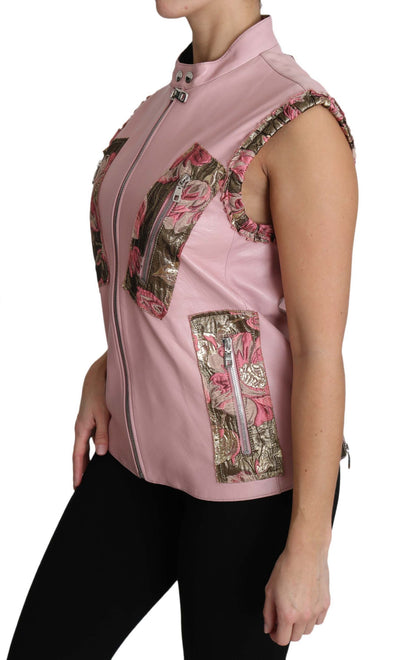 Dolce & Gabbana Stunning Pink Sleeveless Leather Vest Dolce & Gabbana