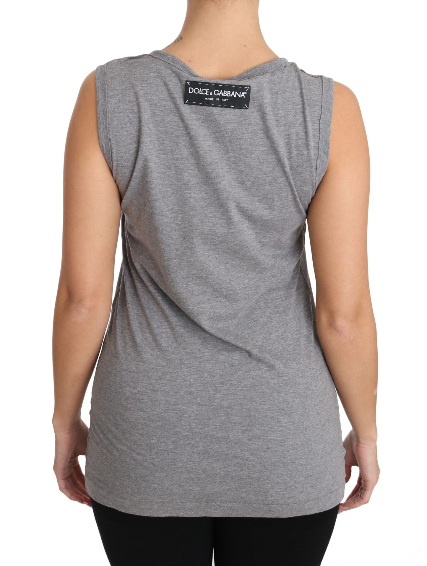 Dolce & Gabbana Sequined Heart Tank Top in Gray Dolce & Gabbana