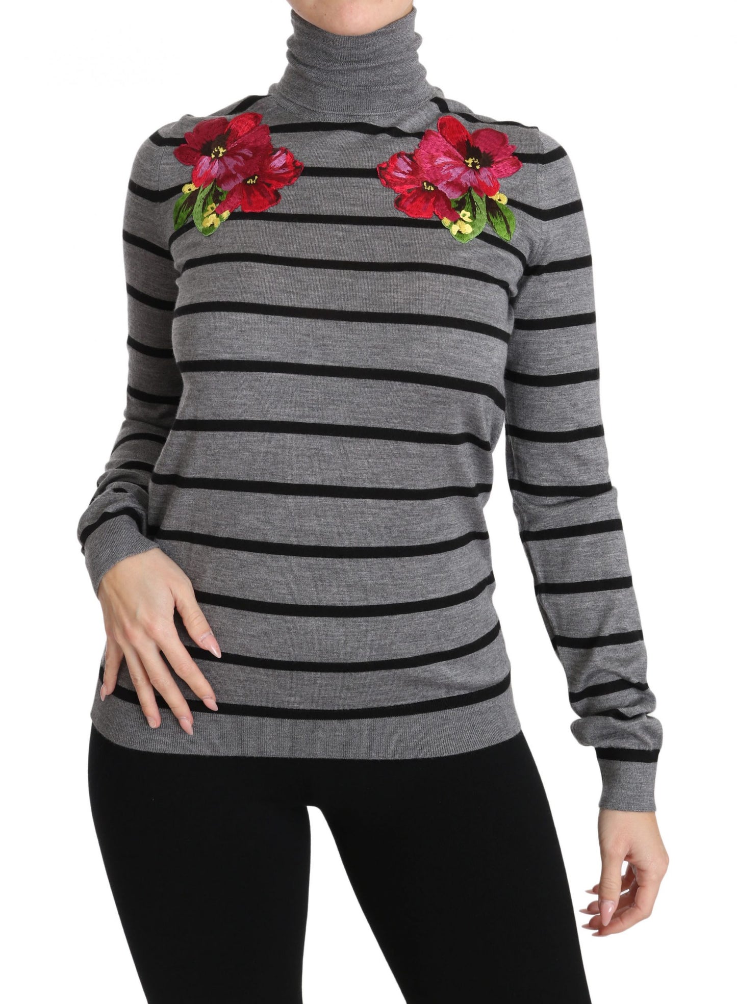 Dolce & Gabbana Elegant Embroidered Cashmere-Silk Sweater Dolce & Gabbana