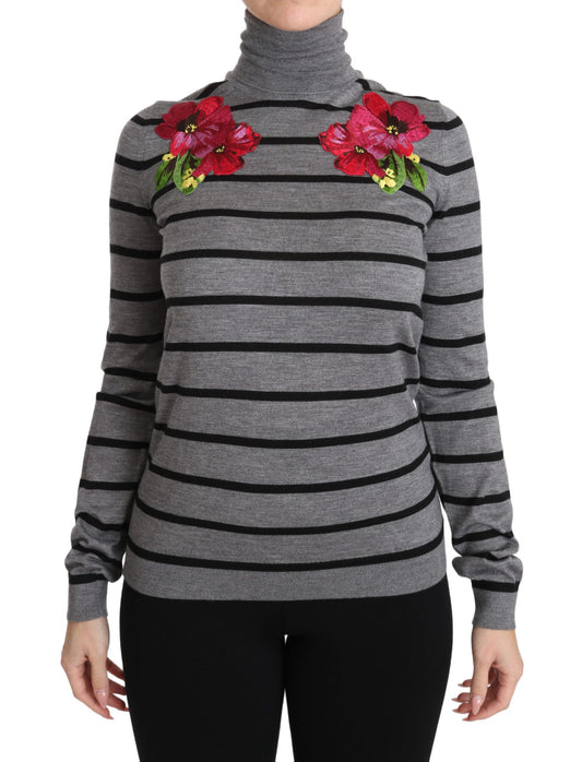 Dolce & Gabbana Elegant Embroidered Cashmere-Silk Sweater Dolce & Gabbana