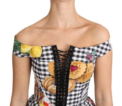 Dolce & Gabbana Chic Checkered Corset Top Blouse Dolce & Gabbana