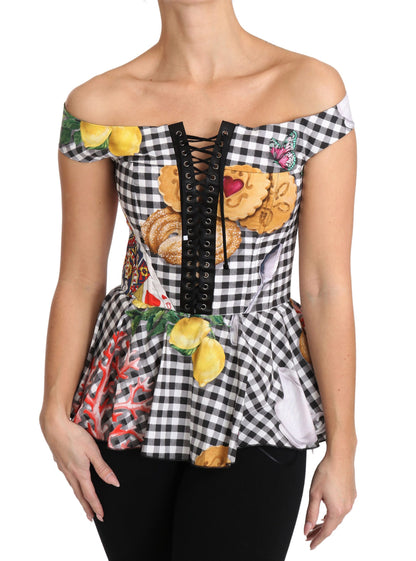 Dolce & Gabbana Chic Checkered Corset Top Blouse Dolce & Gabbana