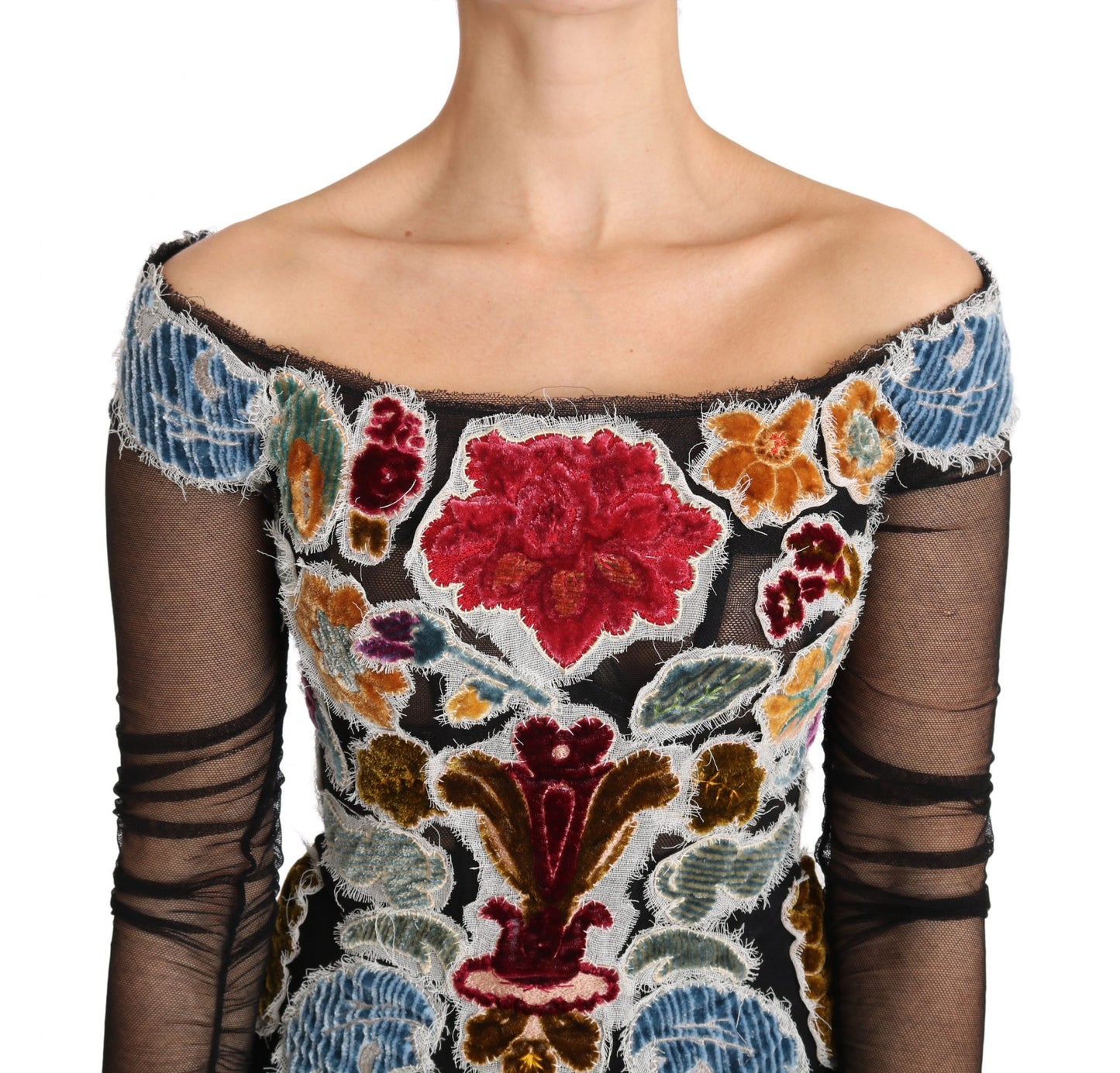 Dolce & Gabbana Elegant Floral Applique Long Sleeve Top Dolce & Gabbana