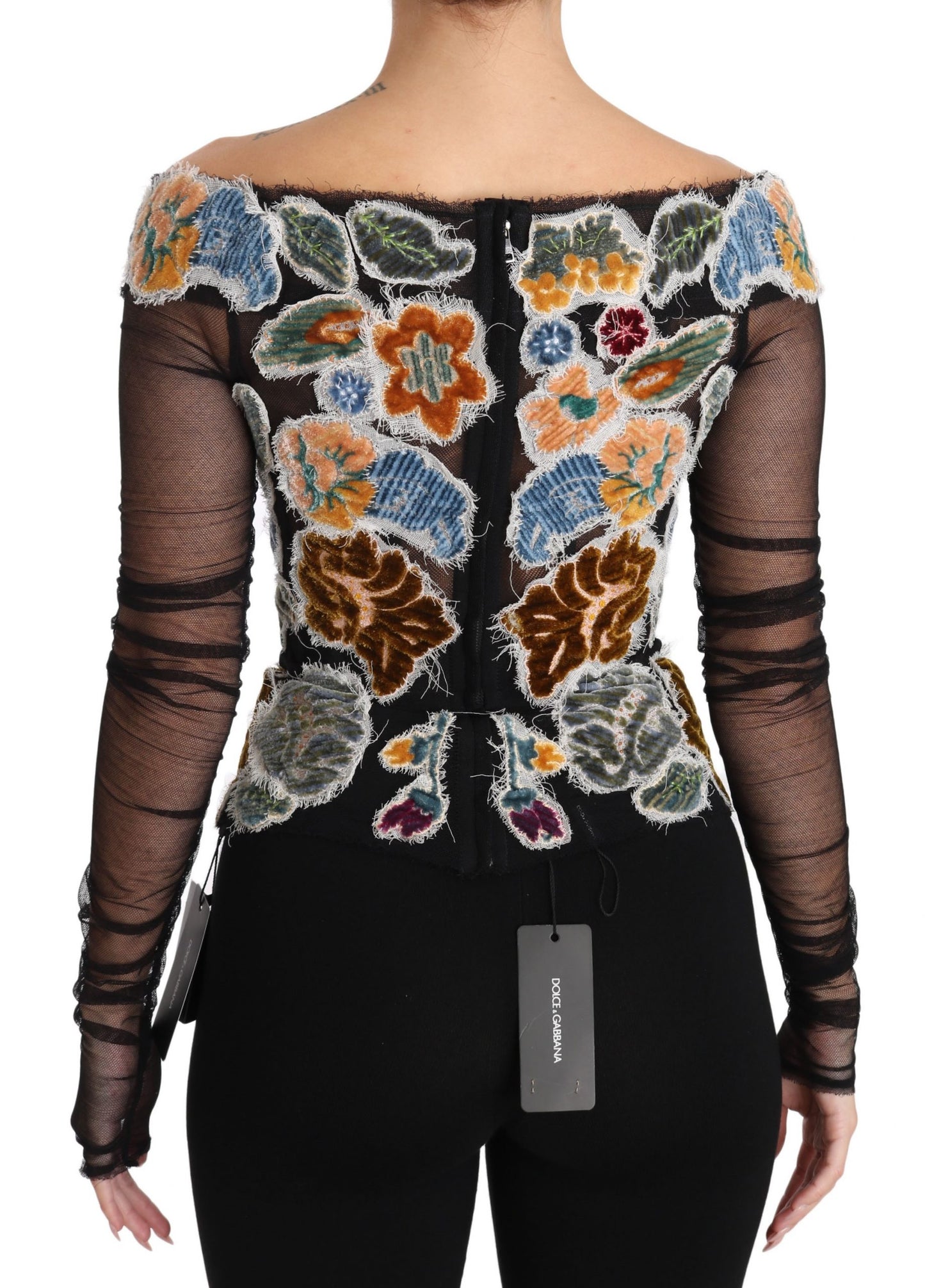 Dolce & Gabbana Elegant Floral Applique Long Sleeve Top Dolce & Gabbana