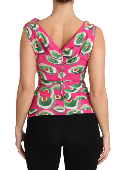 Dolce & Gabbana Sicilian Cake Print Sleeveless Silk Top Dolce & Gabbana