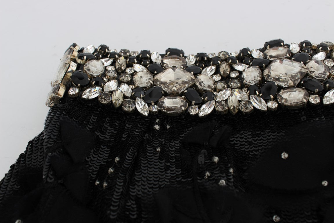 Dolce & Gabbana Crystal Sequined Silk High Waist Shorts Dolce & Gabbana