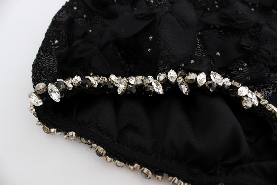 Dolce & Gabbana Crystal Sequined Silk High Waist Shorts Dolce & Gabbana