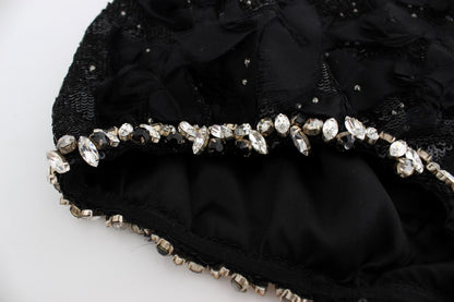 Dolce & Gabbana Crystal Sequined Silk High Waist Shorts Dolce & Gabbana