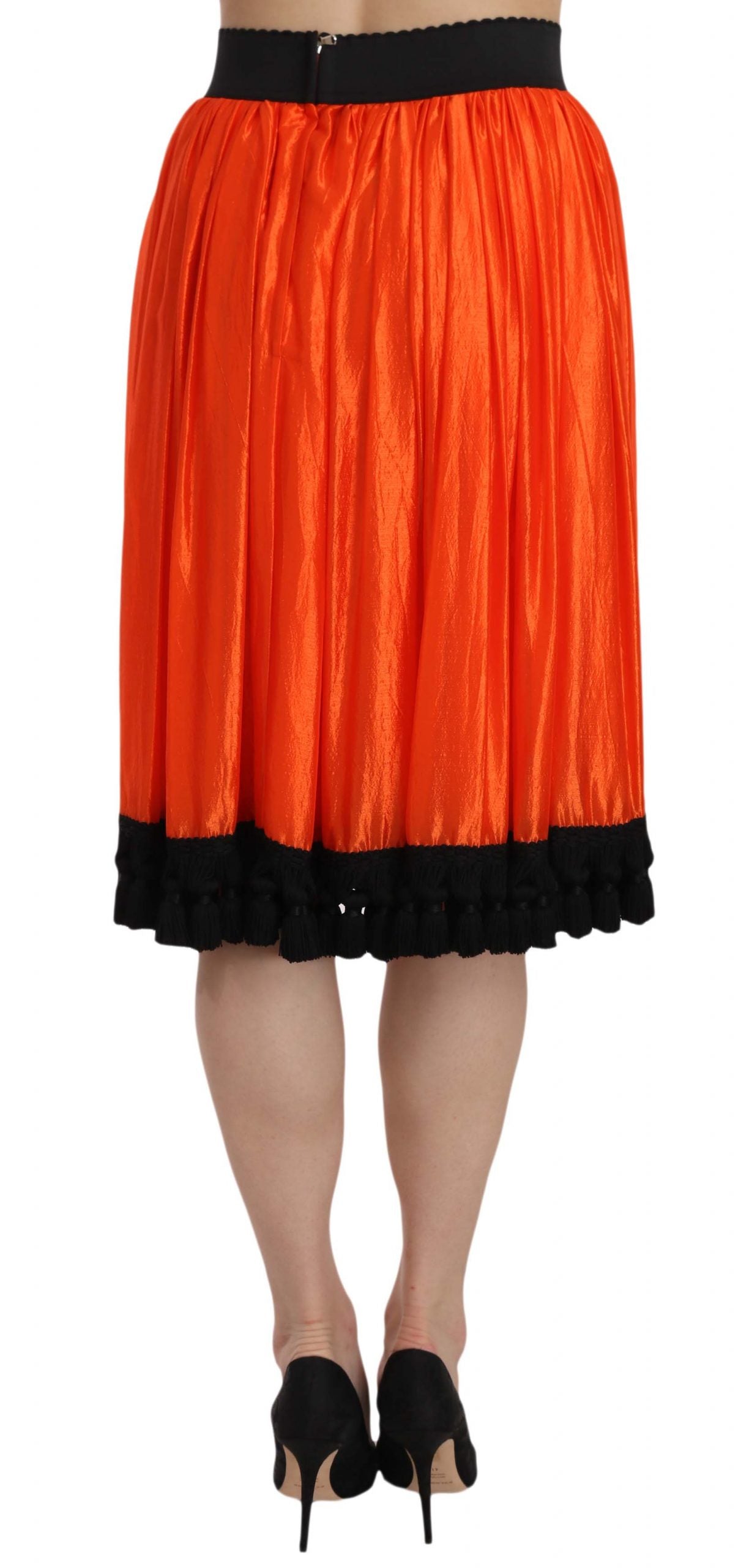 Dolce & Gabbana High-Waist Black & Orange Knee-Length Skirt Dolce & Gabbana