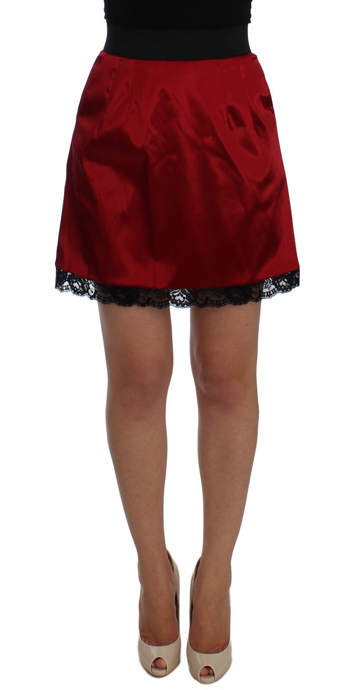 Dolce & Gabbana Elegant Red Lace High-Waist Skirt Dolce & Gabbana