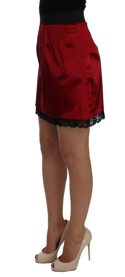 Dolce & Gabbana Elegant Red Lace High-Waist Skirt Dolce & Gabbana